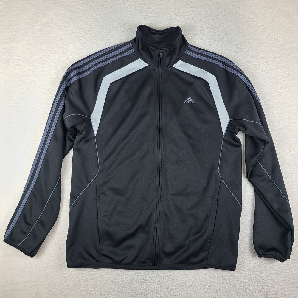 Adidas Sweater Mens Large Black Clima Lite Performance Full Zip Jacket Polyester